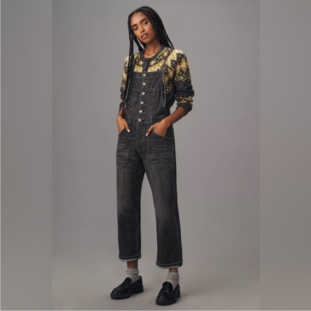 Anthropologie Pilcro Painters Denim Jean Overalls Button Fly Grey Size 22W Relax